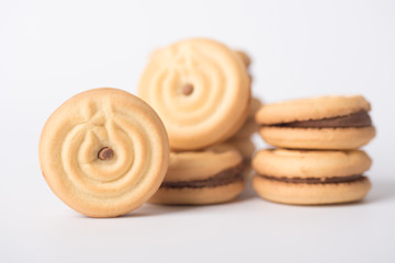 Butter cookies placed on a white background