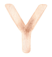 Watercolor hand painted cute alphabet letter in light nude brown color.