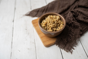 Healthy brown rice and quinoa dinner fully cooked