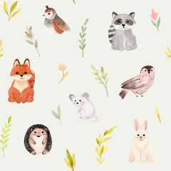 Obraz premium Watercolor seamless pattern. Isolated on white background.