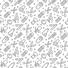 Barbershop related seamless pattern with outline icons