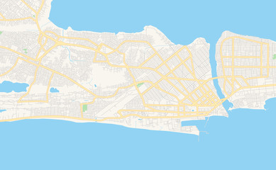Printable street map of Cotonou, Benin