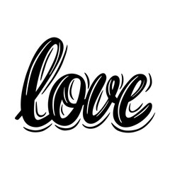 Love. Lettering phrase in vintage style isolated on white background.
