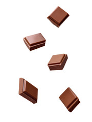 chocolate pieces isolated on white background