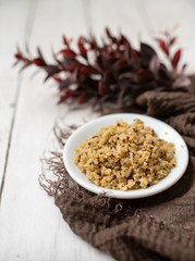 Healthy brown rice and quinoa dinner fully cooked