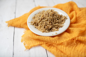 Healthy brown rice and quinoa dinner fully cooked