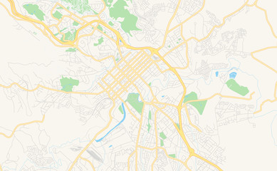 Fototapeta na wymiar Printable street map of Pietermaritzburg, South Africa
