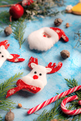 Christmas decoration, reindeer and Santa Claus