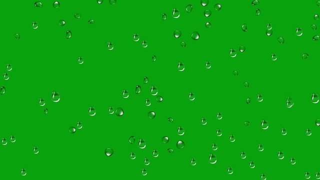 Rain drops on glass with green screen background