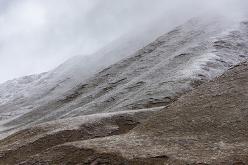 lanscape with mountain which is covered with ice and moss