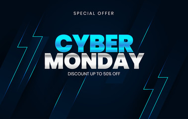 Sale banner template design, Cyber Monday special offer sale up to 50% off.