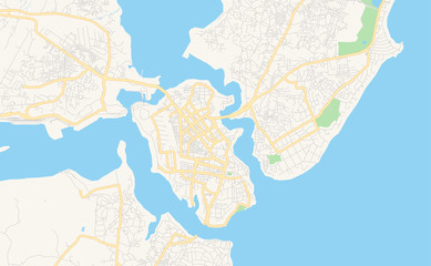 Printable street map of Mombasa, Kenya