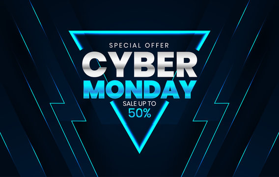 Sale banner template design, Cyber Monday special offer sale up to 50% off.