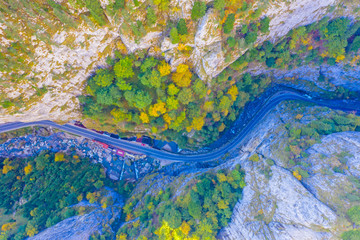 Gorge mountain road from above