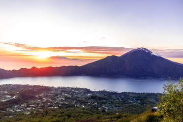 Mount Agung from the top of mount Batur