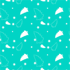 Fototapeta na wymiar Christmas seamless pattern with christmas tree and snowflakes, vector background.Design template for wallpaper,fabric,wrapping,textile