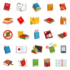 Library books vector cartoon set icon.Vector illustration school literature on white background .Set cartoon icon library book and dictionary.