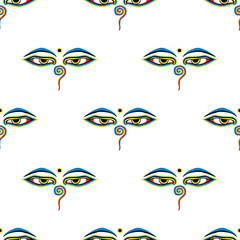 Seamless pattern of buddha eyes