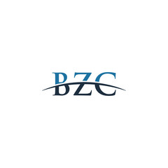 Initial letter BZC, overlapping movement swoosh horizon logo company design inspiration in blue and gray color vector