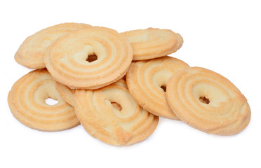 Delicious butter cookies on a white background