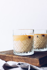 Coffee ice cubes with milk