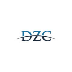 Initial letter DZC, overlapping movement swoosh horizon logo company design inspiration in blue and gray color vector