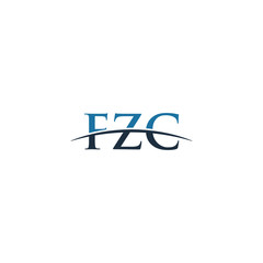 Initial letter FZC, overlapping movement swoosh horizon logo company design inspiration in blue and gray color vector