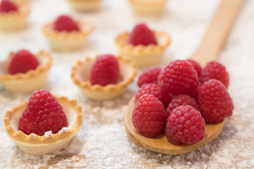 cakes or sweets of natural raspberries