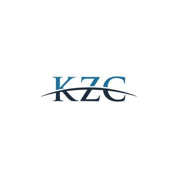 Initial letter KZC, overlapping movement swoosh horizon logo company design inspiration in blue and gray color vector