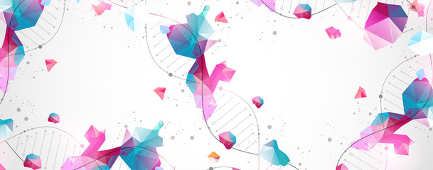 Obraz na płótnie Canvas DNA molecules science template, abstract background. Vector illustration.