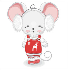 Happy new year Little mouse girl