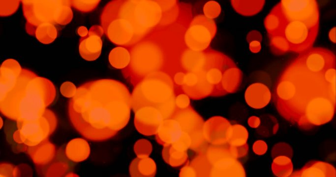 Orange bokeh lights, round light spots in defocus, round flashing lights, glitter, light reflection, festive animation, beautiful 4K (Ultra HD) background abstraction)