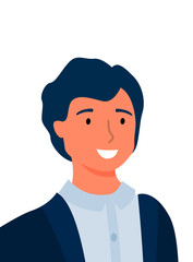 Man or woman portrait closeup isolated smiling person portrait view. Vector guy in office cloth, pretty positive worker, best shop assistant of month