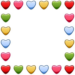 Obraz premium Square frame with multi-colored hearts on white background