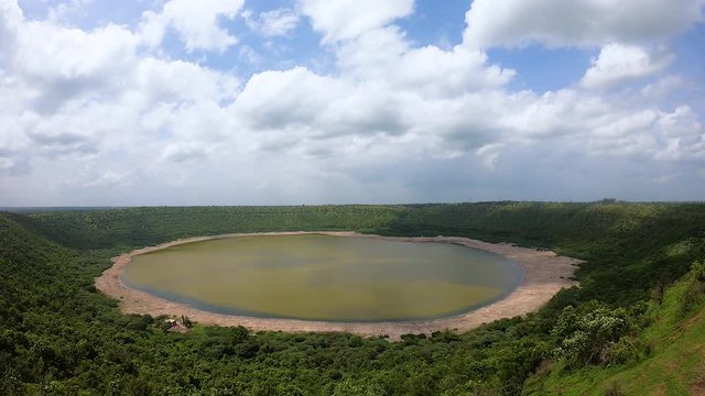 Lonar crater timelapse meterotic impact saline alkaline lake