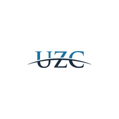 Initial letter UZC, overlapping movement swoosh horizon logo company design inspiration in blue and gray color vector