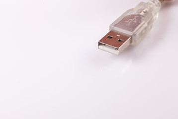 connection and  data cable and plug on white background