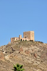 Fototapeta na wymiar View of the castle of Jumilla in the region of Murcia