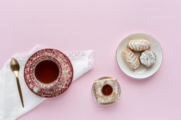 Freshly Baked Traditional pastry with tea