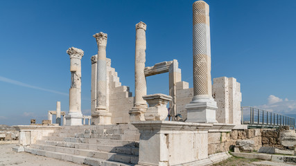 Ruins of the ancient city of Laodikeia in Pamukkale, Denizli, Turkey