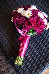 Bridal bouquet. The bride's bouquet lies chair