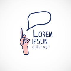 Thumb up vector index text bubble message gesture hand logo