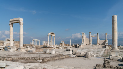 Ruins of the ancient city of Laodikeia in Pamukkale, Denizli, Turkey