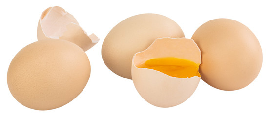 Eggs isolated on white background.With clipping path