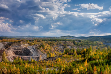 View of the quarry and the old mine from the observation platform.