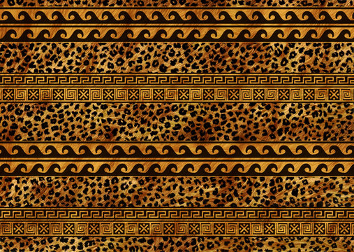 antique border with leopard skin