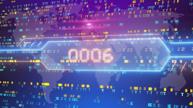 Countdown 10 to 0, digital numbers .Futuristic digital background with timer, Background with binary code.