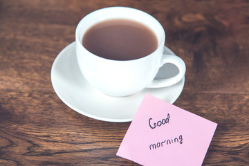 good morning text with coffee