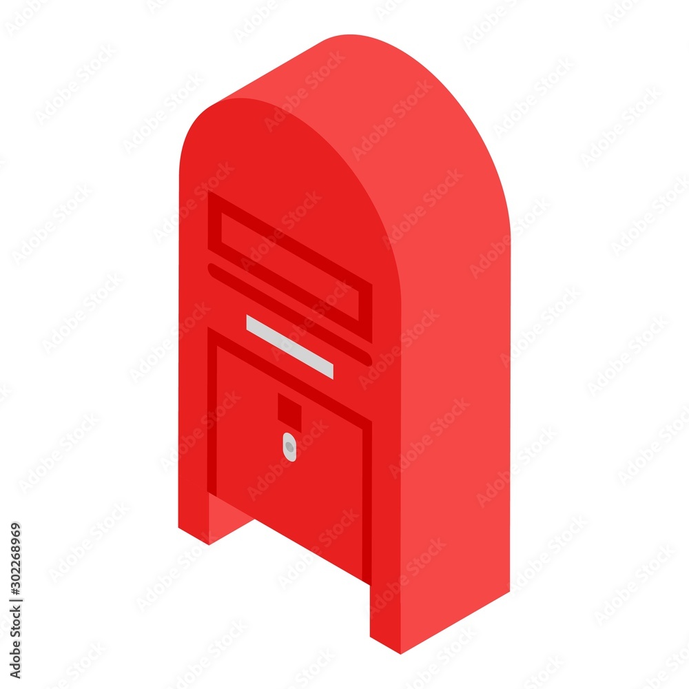 Poster red mailbox icon. isometric of red mailbox vector icon for web design isolated on white background