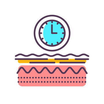 Aging process line color icon. Appearance of wrinkles . Skin care. Sign for web page, mobile app, button, logo.